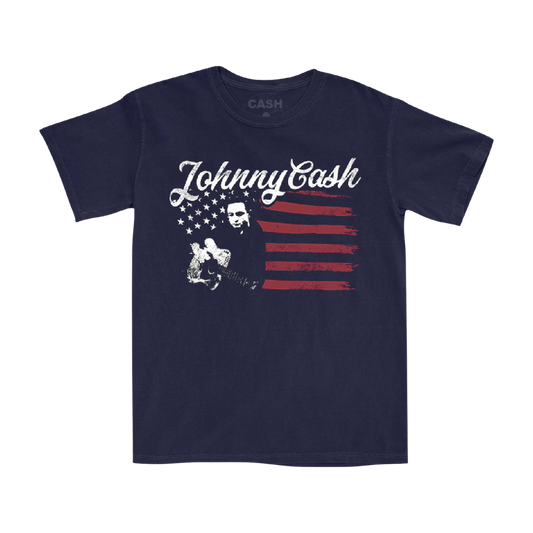 JOHNNY CASH FLAG PHOTO T-SHIRT
